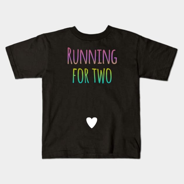 Running For Two - Pregnant Runner Kids T-Shirt by PodDesignShop